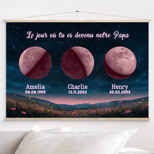 Charger l'image dans la galerie, Phase de lune personnalisés noms, métal cadeaux pour papa, de fête des pères, Lune de la naissance, Belle colline la nuit
