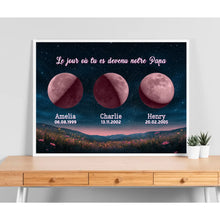 Charger l'image dans la galerie, Phase de lune personnalisés noms, métal cadeaux pour papa, de fête des pères, Lune de la naissance, Belle colline la nuit
