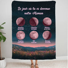 Charger l'image dans la galerie, Phase de lune personnalisés noms, plaid cadeaux pour maman, de fête des mères, Lune de la naissance, Belle colline la nuit
