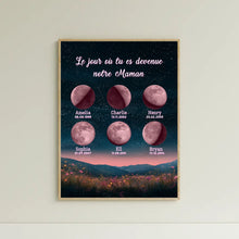 Charger l'image dans la galerie, Phase de lune personnalisés noms, plaid cadeaux pour maman, de fête des mères, Lune de la naissance, Belle colline la nuit
