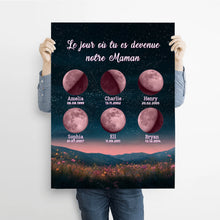 Charger l'image dans la galerie, Phase de lune personnalisés noms, plaid cadeaux pour maman, de fête des mères, Lune de la naissance, Belle colline la nuit
