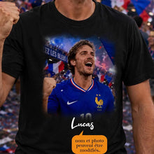 Charger l'image dans la galerie, Football français T-shirt personnalisés photo, cadeau pour femme, homme, amateurs de football
