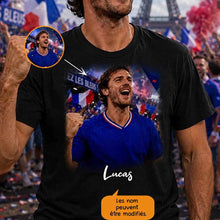 Charger l'image dans la galerie, Football français T-shirt personnalisés photo, cadeau pour femme, homme, amateurs de football
