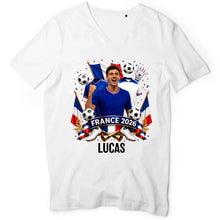 Charger l'image dans la galerie, Football T-Shirt Col V personnalisés nom et photo, cadeau pour femme, homme, amateurs de football, world football cup 2026
