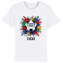 Charger l'image dans la galerie, Football 2026 T-Shirt Col V personnalisés nom et photo, cadeau pour femme, homme, amateurs de football, world football cup
