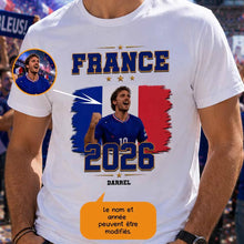 Charger l'image dans la galerie, Football T-Shirt personnalisés nom et photo, cadeau pour femme, homme, amateurs de football, world football cup, Nom du pays
