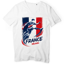 Charger l'image dans la galerie, France Football T-Shirt Col V personnalisés nom cadeau pour femme, homme, world football cup
