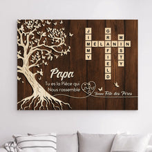 Charger l'image dans la galerie, Toile à suspendre Mots Croisés Personnalisé avec Prénoms, cadeaux pour papa, de fête des pères, tu es la pièce qui nous rassemble
