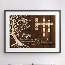 Charger l'image dans la galerie, Toile à suspendre Mots Croisés Personnalisé avec Prénoms, cadeaux pour papa, de fête des pères, tu es la pièce qui nous rassemble
