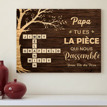 Charger l'image dans la galerie, Métal Mots Croisés Personnalisé avec Prénoms, cadeaux pour papa, de fête des pères, tu es la pièce qui nous rassemble
