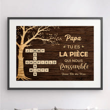 Charger l'image dans la galerie, Métal Mots Croisés Personnalisé avec Prénoms, cadeaux pour papa, de fête des pères, tu es la pièce qui nous rassemble
