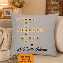 Charger l'image dans la galerie, Coussin Mots Croisés Personnalisée avec Prénoms et Nom de Famille –  Oreiller Cadeau Famille Personnalisé
