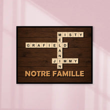 Charger l'image dans la galerie, Impressions sur métal Mots Croisés Personnalisée avec Prénoms et Nom de Famille, Cadeau pour Famille, Notre Famille
