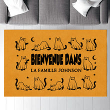 Charger l'image dans la galerie, Plaque de Porte Métallique Halloween Chats Fantômes Personnalisée – Cadeau pour Amoureux des Chats
