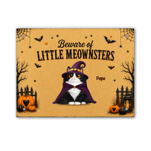 Charger l'image dans la galerie, Plaque de Porte Métallique Halloween Personnalisé - Attention aux Petits Meownsters – Cadeau pour Amoureux des Chats
