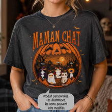 Charger l'image dans la galerie, T-Shirt Halloween Chats Citrouilles Personnalisé – Cadeau pour Maman et Amoureux des Chats
