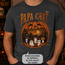 Charger l'image dans la galerie, T-Shirt Halloween Chats Citrouilles Personnalisé – Cadeau pour Papa et Amoureux des Chats
