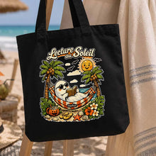 Charger l'image dans la galerie, Sac fourre-tout Summerween Fantôme Lecteur Personnalisé avec Prénom – Tote Bag Cadeau pour Amateurs de Livres et Bibliothécaires
