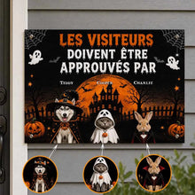Charger l'image dans la galerie, Plaque de Porte Métallique Halloween Personnalisée avec Photo et Nom – Les Visiteurs Doivent Être Approuvés Par
