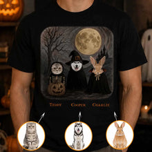 Charger l'image dans la galerie, T-Shirt Halloween Personnalisé avec Photo, Prénom et Animal – Chien, Chat ou Lapin, Cadeau pour Toute la Famille
