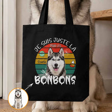 Charger l'image dans la galerie, Sac fourre-tout Halloween Personnalisé avec Photo et Prénom – Chien, Chat, Cheval, Lapin - Tote Bag Je Suis Juste Là pour les Bonbons
