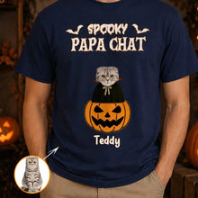 Charger l'image dans la galerie, T-Shirt Halloween Personnalisé avec Photo et Prénom – Chien, Chat, Cheval ou Lapin Spooky au Coucher du Soleil
