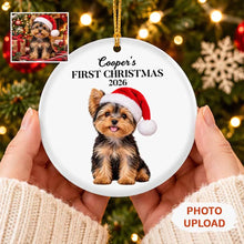 Charger l'image dans la galerie, Ornement en Céramique Personnalisé avec Photo et Prénom – Premier Noël du Chien, Chat, Lapin ou Cheval
