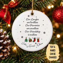 Charger l'image dans la galerie, Ornement en Céramique Personnalisé Our Memories Are Countless avec Prénom – Cadeau Noël pour BFF, Amies et Sœurs
