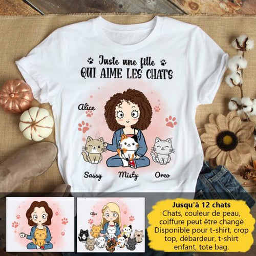 T-shirt Personnalisé pour Amoureux des Chats - Jusqu'à 12 Chats, Design Unique