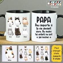 Charger l&#39;image dans la galerie, Jusqu&#39;à 9 chats, mug chat personnalisé, tasse papa chat, cadeau pour la Fête des Pères
