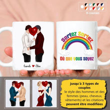 Charger l&#39;image dans la galerie, Jusqu&#39;à 3 types de couples, Tasse personnalisé LGBT, mug personnalisé couple, Tasse LGBT arc-en-ciel
