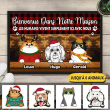 Charger l&#39;image dans la galerie, Jusqu&#39;à 6 animaux, paillasson personnalisé chien et chat, Cadeau de Noël pour les amoureux des chiens et des chats
