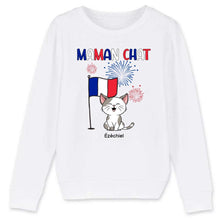 Charger l&#39;image dans la galerie, Jusqu&#39;à 9 chats, Pull personnalisé chat, maman chat, papa chat, drapeau France

