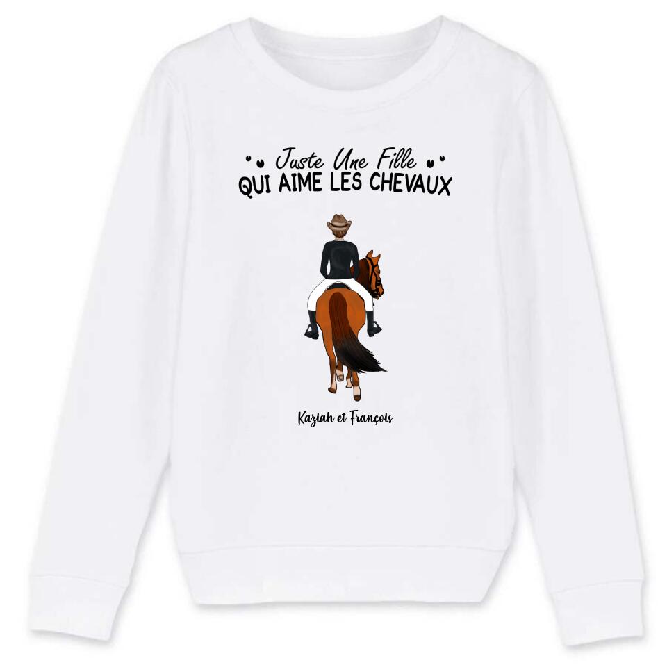 Pull à Capuche Cheval Imprimé Pour Fille Enfant - Manches Longues Confortable