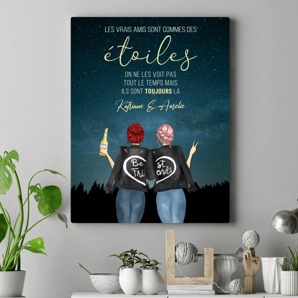 Plaque Murale Suspendue Métal "Les Amis Sont Comme Les étoiles" : Déco Intérieure 9x6cm