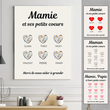 Charger l&#39;image dans la galerie, Jusqu&#39;à 9 petits-enfants, Toile mamie personnalisée, Cadeau mamie, Fête des grand mère, Toile nom de famille personnalisé
