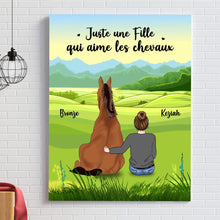 Charger l&#39;image dans la galerie, Jusqu&#39;à 2 chevaux, Toile personnalisée, Cadeau pour les amoureux des chevaux, Juste une fille qui aime les chevaux
