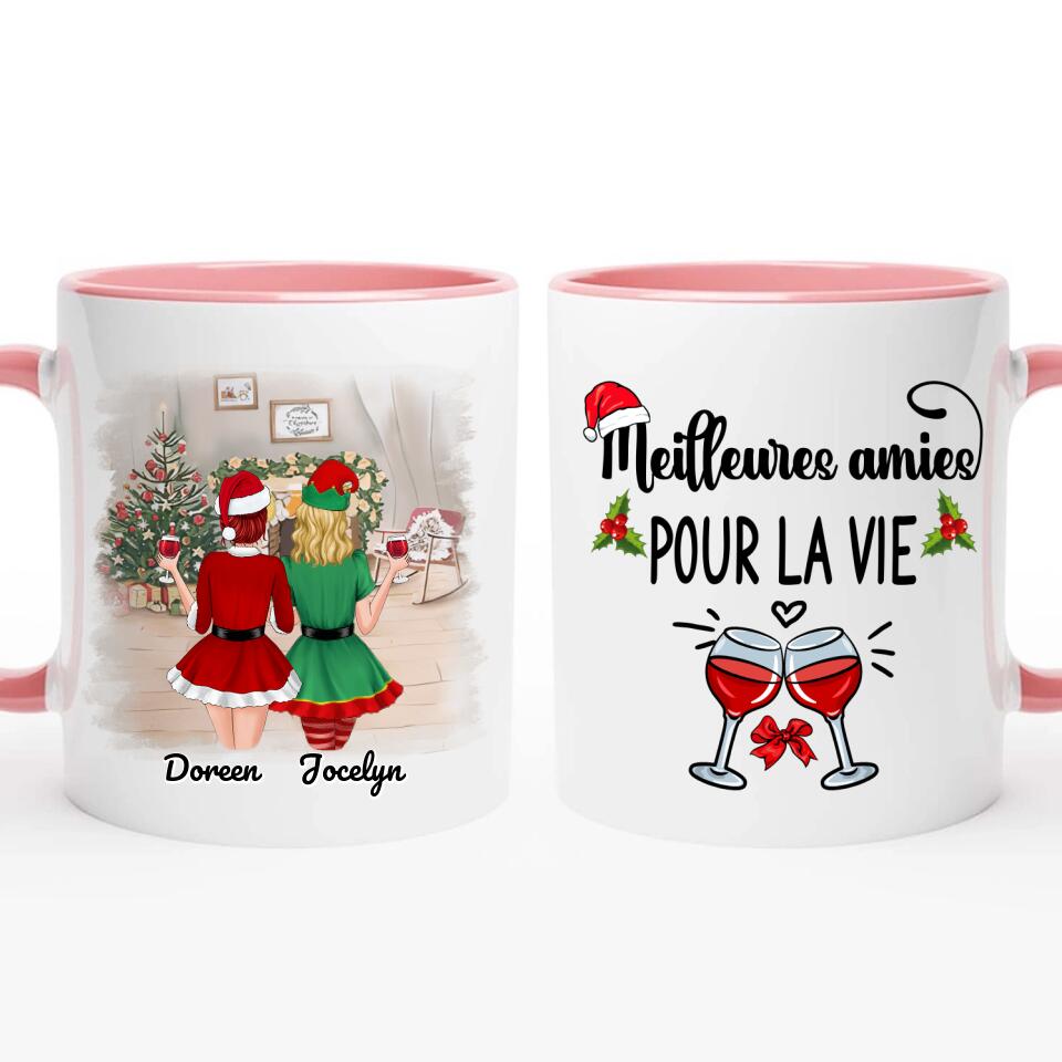 Mug Personnalisé Noël, Meilleures Amies pour la Vie, Tasse de Noël pour les  Meilleurs Amis, Jusqu'à 5 filles –