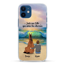 Charger l&#39;image dans la galerie, Jusqu&#39;à 2 chevaux, Coque de téléphone cheval personnalisés, fille avec cheval sur la plage
