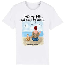 Charger l&#39;image dans la galerie, Jusqu&#39;à 9 chats, tee shirt personnalisé chat, t shirt femme maman chat, juste une femme qui aime les chats
