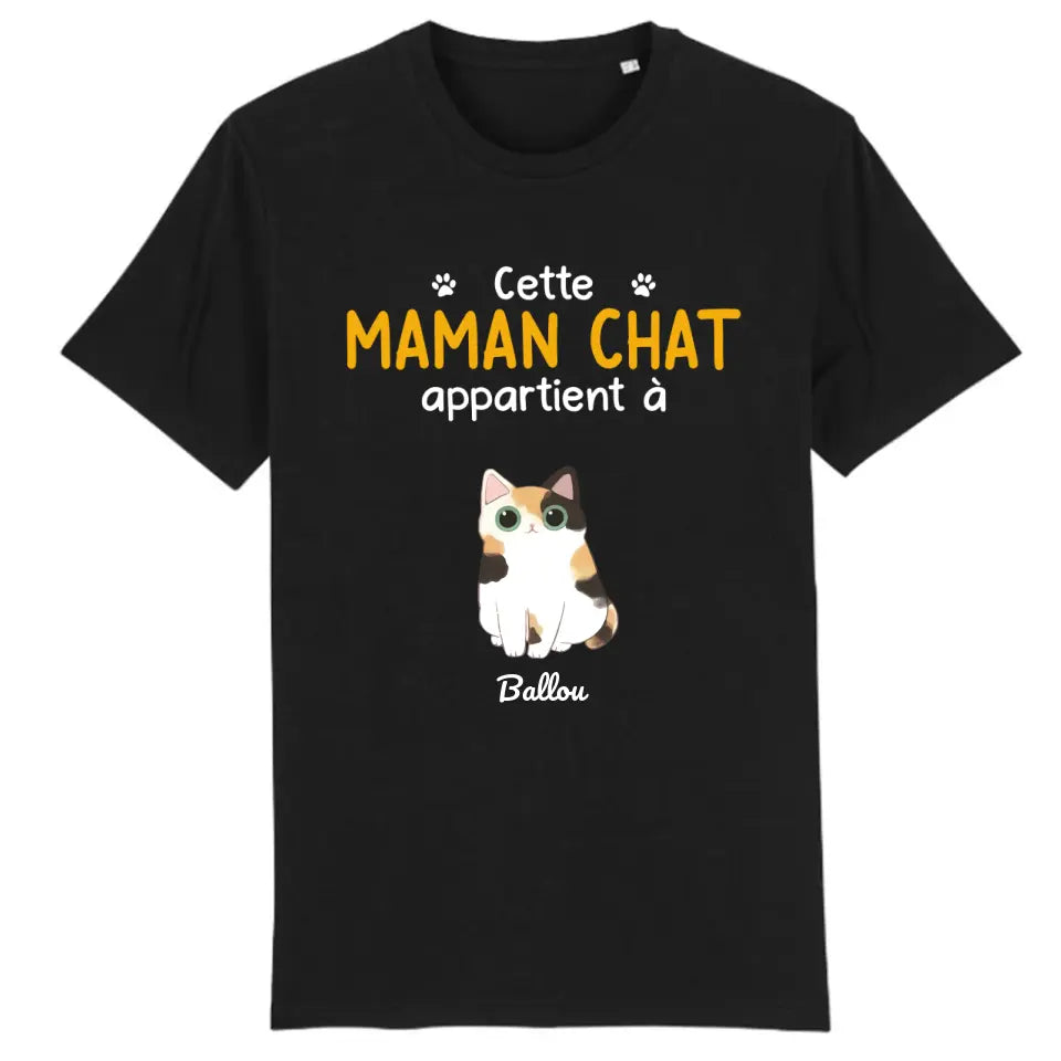 Jusqu'à 9 chats, t shirt chat femme, tee shirt personnalisé chat, cette maman de chat appartient à