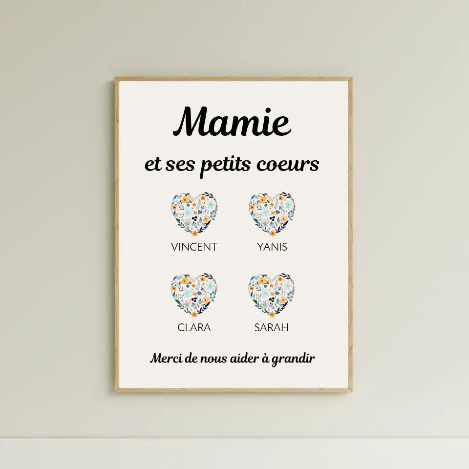 CADRE AFFICHE MAMIE ET SES PETITS COEURS - LOVELY - CADEAUX/MAMIE - Les  petits Tricotins de lilly
