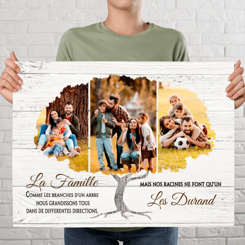 Poster photo personnalisée, Jusqu'à 5 photos, Cadeau pour la famille, La famille comme les branches d’un arbre