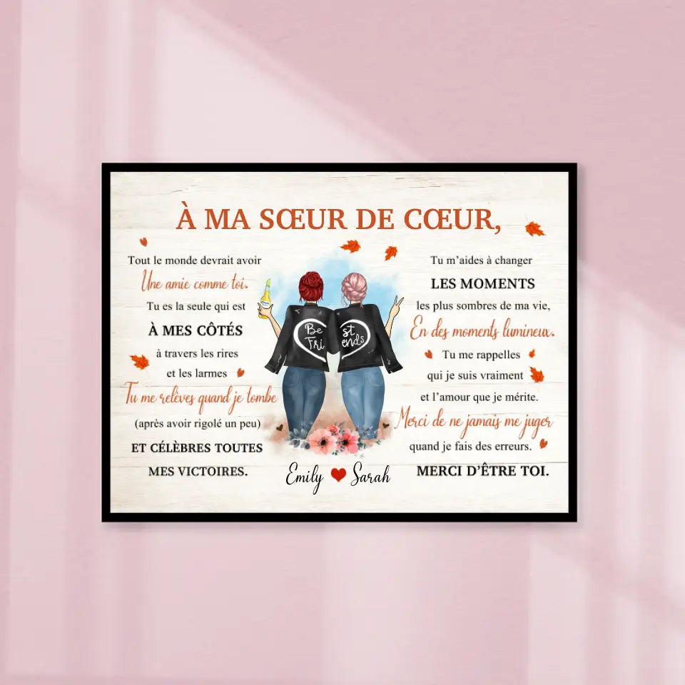 Poster personnalisée, Cadeau pour meilleure amie, soeur de coeur, Tout le monde devrait avoir une amie comme toi