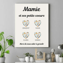 Charger l&#39;image dans la galerie, Jusqu&#39;à 9 petits-enfants, Toile mamie personnalisée, Cadeau mamie, Fête des grand mère, Toile nom de famille personnalisé
