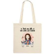 Charger l&#39;image dans la galerie, Jusqu&#39;à 9 chiens, Sac fourre-tout personnalisé chien, tote bag femme maman chien, juste une fille qui aime les chiens
