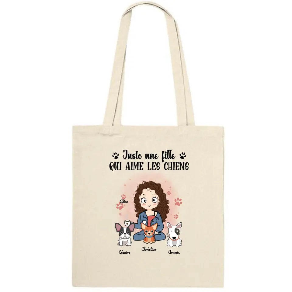 Jusqu'à 9 chiens, Sac fourre-tout personnalisé chien, tote bag femme maman chien, juste une fille qui aime les chiens