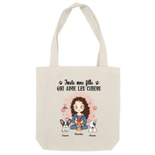 Charger l&#39;image dans la galerie, Jusqu&#39;à 9 chiens, Sac fourre-tout personnalisé chien, tote bag femme maman chien, juste une fille qui aime les chiens
