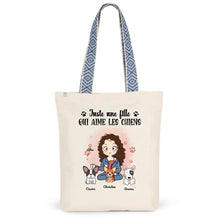 Charger l&#39;image dans la galerie, Jusqu&#39;à 9 chiens, Sac fourre-tout personnalisé chien, tote bag femme maman chien, juste une fille qui aime les chiens
