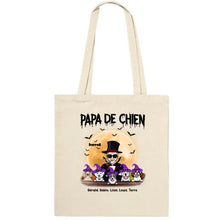 Charger l&#39;image dans la galerie, Jusqu&#39;à 12 chiens, Sac fourre-tout Halloween Papa de chien, Sac fourre-tout personnalisé chien homme
